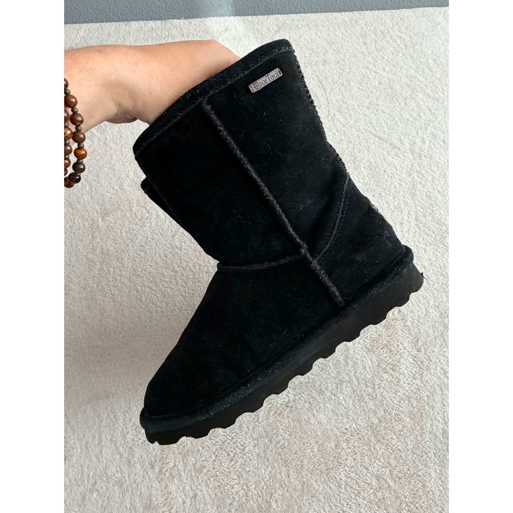 Bearpaw Kids Size 3 Black Suede Emma Short Boots HiberTech Insulated Pull On